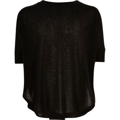 Girls black knitted circle t-shirt